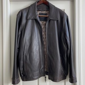 Vintage Marc New York Leather Quilted Lining Jacket brown sz Large